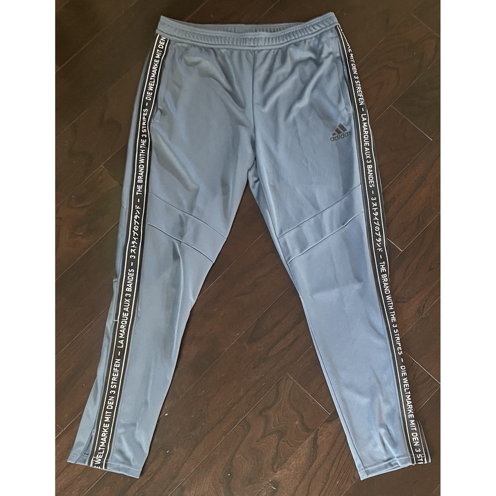 Adidas Tiro 19 Pants Men Lg Blue Gray Climacool Gym Athleisure Soccer Joggers